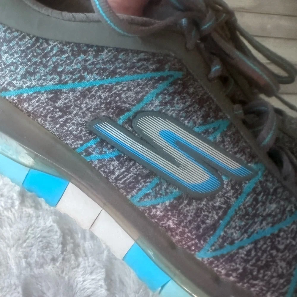 Skechers Gray & Teal Knit Lace-Up Sneakers